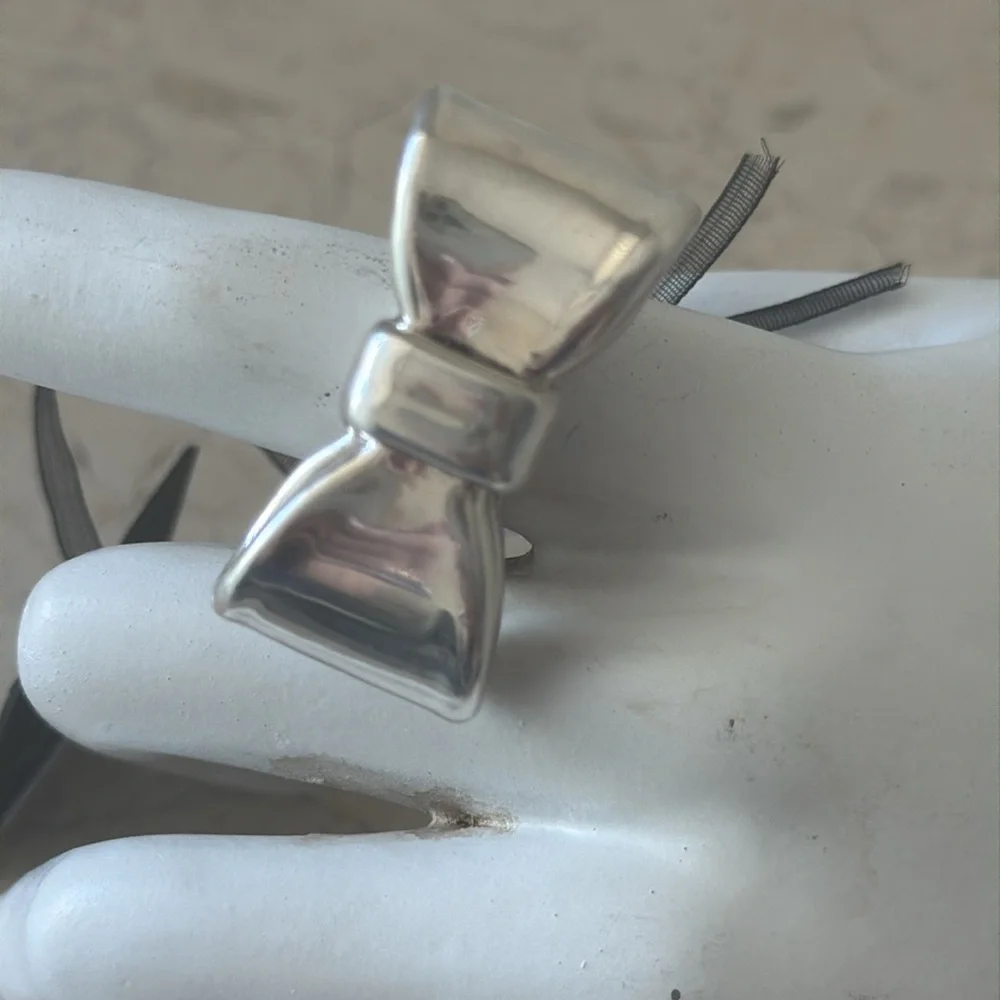 E&L Israel Sterling Silver Electroform Bow Ring Sz.9